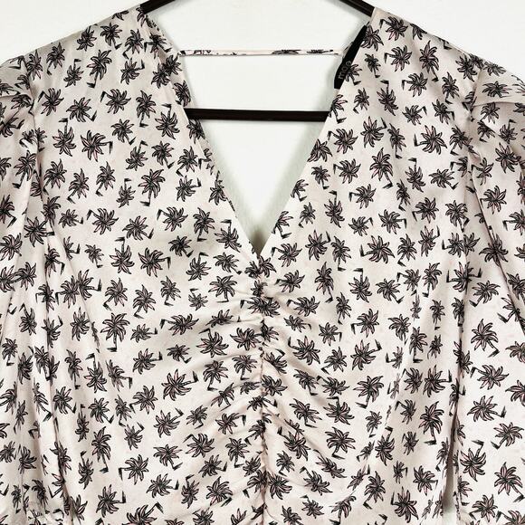 NWOT Maje Size 36/US 4 Palm Tree Print Ruffled Short Puff Sleeve Dress - Picture 4 of 8